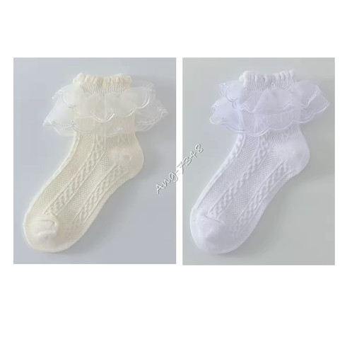 Girls double lace frilly - frilly, socks