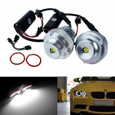 Pair 40W LED BMW 5-Series E60 E61 LCI Angel Eyes Halo Rings Headlight Lamp White