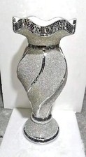 Mirrored Floor Vase Silver Mosaic Crushed Crystal Glitter Bling Large 60 cm