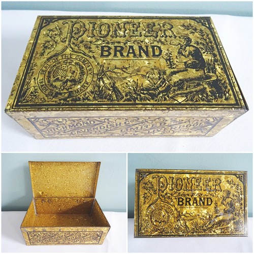 Antique tobacco tin pioneer - antique,