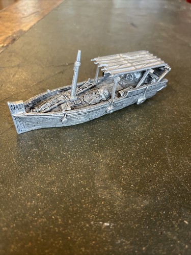 Pewter boat junk desk ornament - pewter,