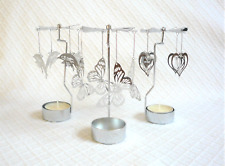 Set of 3 of Metal Rotating Spinning Tealight Holders DOLPHINS HEARTS BUTTERFLIES