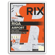 2 x 10cm RIX Riga Airport Vinyl Stickers - Latvia Travel Sticker Luggage #17446