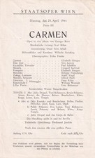 Opera Programme 1944 Vienna Carmen Karl Böhm Höngen Max Lorenz Seefried