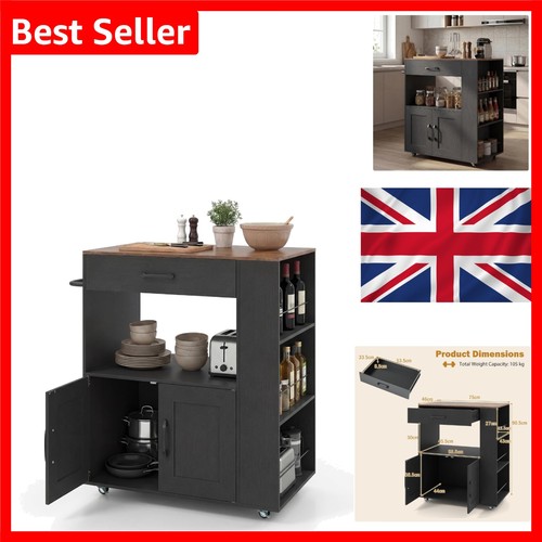 Kitchen storage trolley black - storage,