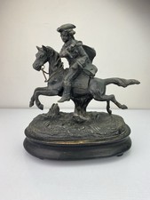 Vintage Spelter Figure On Wood