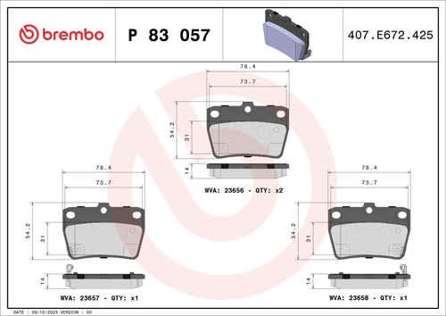 P83057 brake pad set disc - p83057,