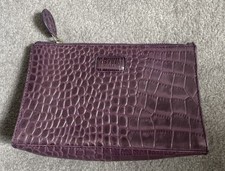 Osprey London Purple Leather  Pouch/Make up bag by Graeme Ellisdon Croc embossed