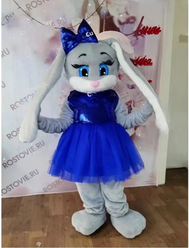 Cute grey hare - grey, mascotte