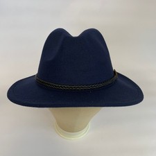 Adjustable Navy Hat with a Leather braided band