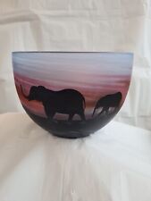 Malcolm Sutcliffe African Sunset  Cameo Bowl With Elephants 