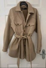 ZARA Belted Shirt Shacket Jacket Size Small - Beige Stone Winter warm 