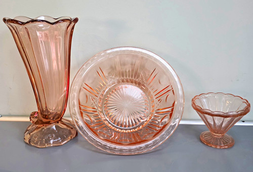 Vintage pink pressed glass - vintage,