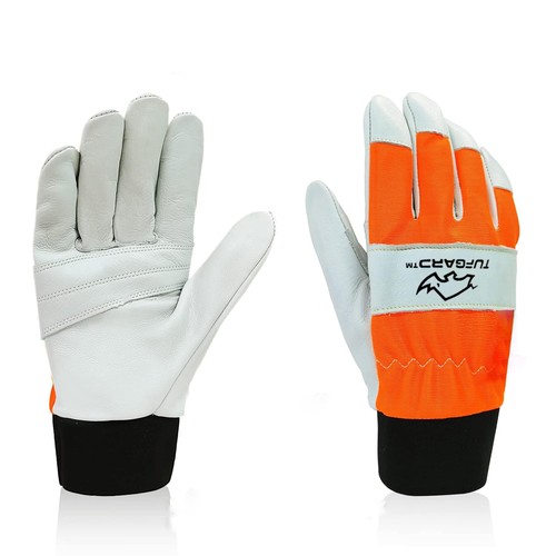 Leather chainsaw safety gloves - chainsaw,