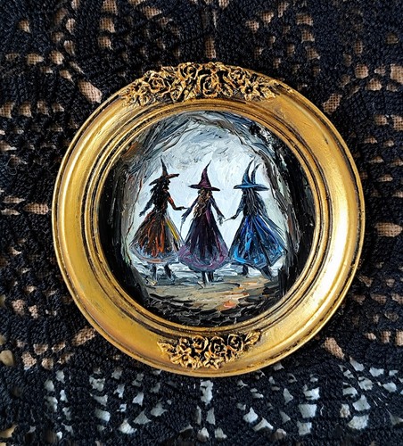 Miniature witch oil painting - miniature,