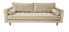 Scott  Bone Velvet 3 Seater