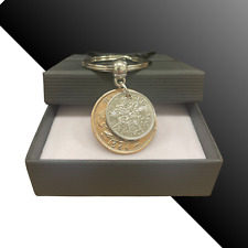 1965 60th Birthday Double Coin Keyring - Half Penny & Sixpence