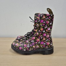 Dr Martens 1490 Simone Patent Leather Floral 10 Holes Hi Ankle Boots Size Uk 5