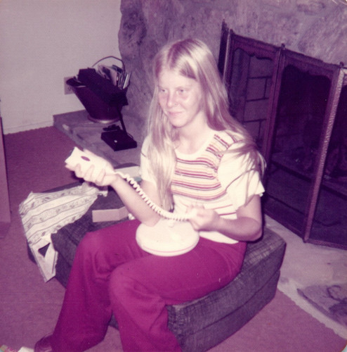 1970s girl holding telephone - girl,