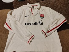 Classic Rare Vintage England Rugby Nike BT Cellnet Home White Shirt Size XL