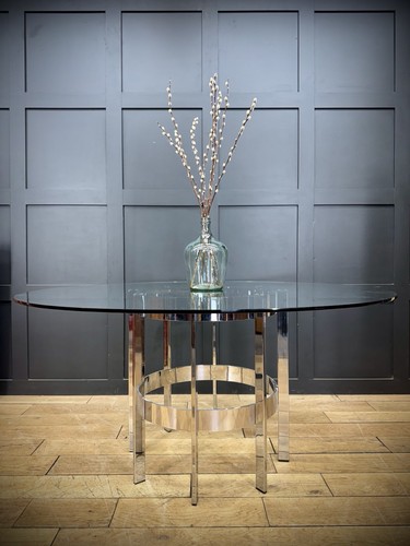 1970s round glass top chrome - 1970s,