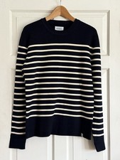 NEW Norse Projects ‘Verner’ Crew Knit Navy Blue/Ecru Stripe Jumper - Medium