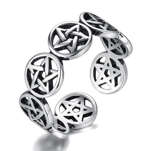 Silver pentagram gothic ring - pentagram,