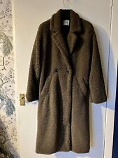 George Brown Greige Teddy Coat Size 14 Warm Winter Shaggy Double Breasted 1