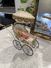 Dolls House Pram and Baby Doll In 1/12th Scale. Miniature