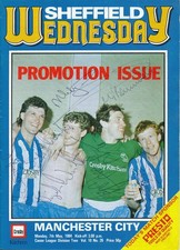 SIGNED PROGRAMME - Sheffield Wednesday v Man City 1984 - MULTIPLE AUTOGRAPHS