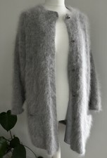 Linea Prima Angora Flaffy Cardigan By Gini Pearl London Gray Luxury Yarn