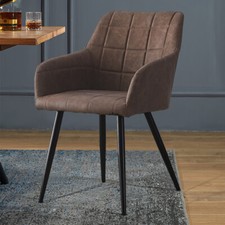 Retro Set of 2 Faux Leather Dining Chairs Metal Legs Armchair Home Restaurants