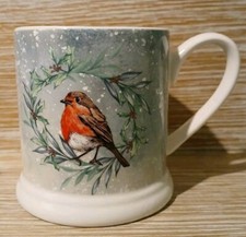 NEW Tesco Robin Winter Scene Christmas Mug 9.25cm High (B.2)