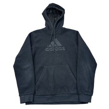 Adidas Fleece Hoodie Pullover Big Logo Spell Out Black Sweatshirt Mens Large