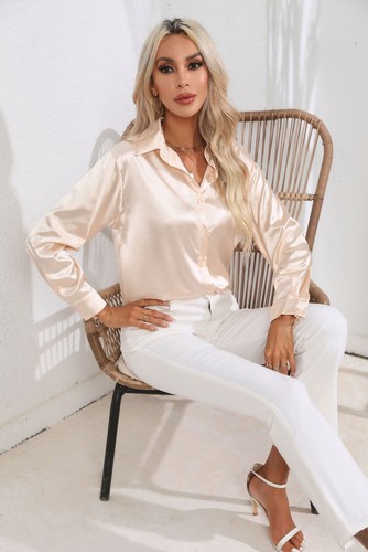 Womens satin silk solid shirt - womens,