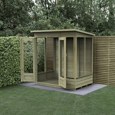 Forest Beckwood Pent Summerhouse 6x4 - Double Door - 5 Windows Garden Shed