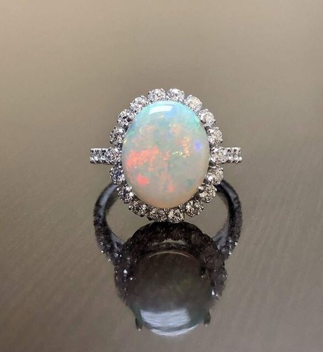 Natural opal ring statement - ring,