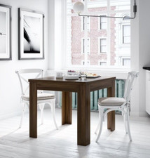 Square Extending Kitchen Dining Table Butterfly Flip Top Seats up to 8 Walnut