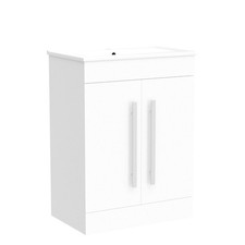 Bathroom Cabinet Vanity Unit Sink Basin Storage Ceramic White 600 mm Furniture