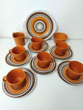 Vintage INCA Wood and Sons 1970s Orange  Tea Set