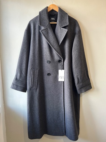 Zara grey long coat - grey, womens