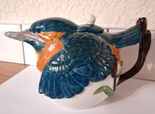 Staffordshire Fine Ceramics Kingfisher Teapot, Woodland Birds, Hand Painted