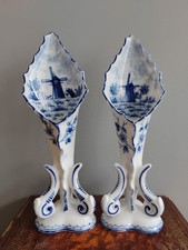 Pair Tall Antique Dutch Delft