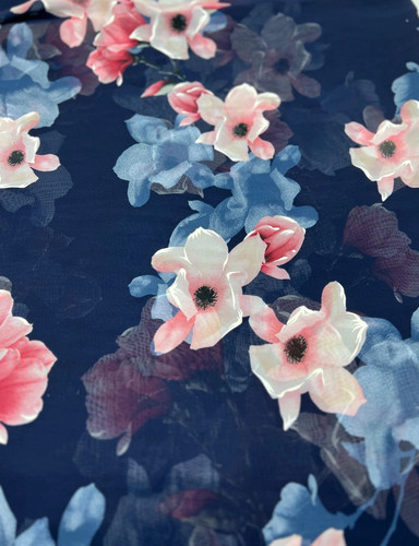 Navy blooms floral printed - floral,