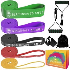 BEAOTINWIN Resistance Bands, 5 Levels Exercise Band, Pull Up Bands Set with Hand