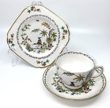 Tuscan China Bone China Trio - Plant Pattern - Cup, Saucer & Plate - Made in UK