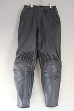 DAINESE LADIES VINTAGE BLACK LEATHER BIKER TROUSERS + CE ARMOUR WAIST 28/LEG 29"