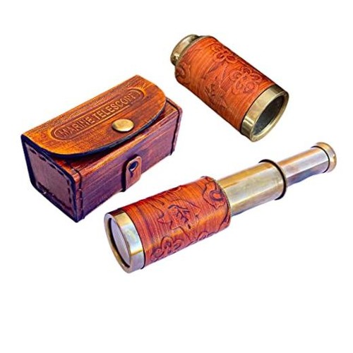Handheld brass telescope - brass,