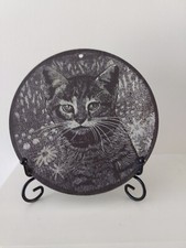 Decorative Black Slate Cat Plate