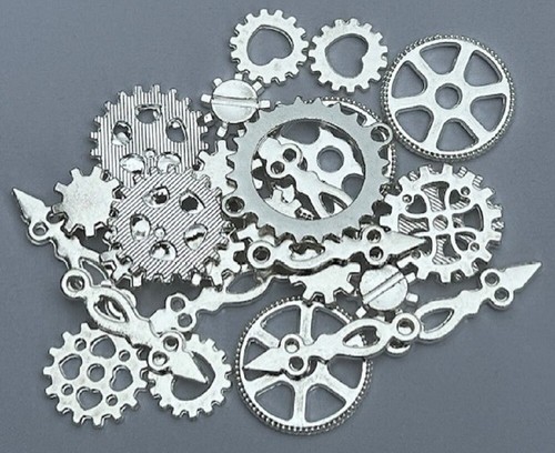 Bright silver tone cogs gear - cogs,